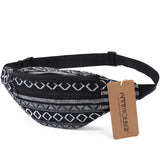 Annmouler Bohemian Style Women Waist Bag Double Zipper Belt Pouch