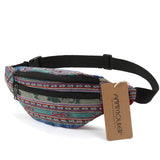Annmouler Bohemian Style Women Waist Bag Double Zipper Belt Pouch