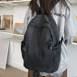 Annmouler Large Capacity Denim Backpack Vintage Bookbag Laptop Bag