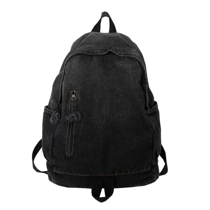 Annmouler Large Capacity Denim Backpack Vintage Bookbag Laptop Bag