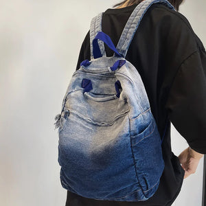 Denim Women Daypack Large Capacity Rucksack Vintage Backpacks