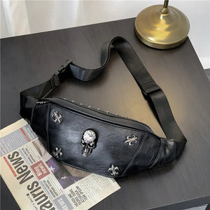Unisex Punk Style Leather Skull Waist Pack
