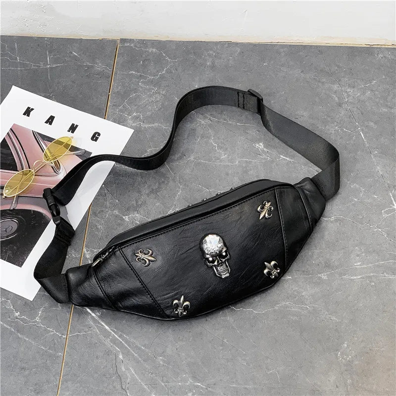 Unisex Punk Style Leather Skull Waist Pack