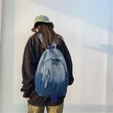 Vintage Women Backpack Denim Daypack Large Capacity Student School Book Bag