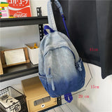 Vintage Women Backpack Denim Daypack Large Capacity Student School Book Bag
