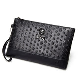Men Skull Embossed Wrist Bag Punk Style Clutch Bag