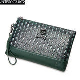 Men Skull Embossed Wrist Bag Punk Style Clutch Bag