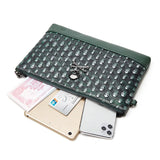 Men Skull Embossed Wrist Bag Punk Style Clutch Bag