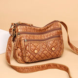 Vintage Crossbody Bag Soft Leather Handbags Multi-pockets Bag