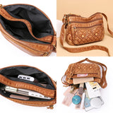 Vintage Crossbody Bag Soft Leather Handbags Multi-pockets Bag