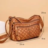 Vintage Crossbody Bag Soft Leather Handbags Multi-pockets Bag