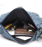 Vintage Soft Leather Crossbody Bag with Rivet Detail