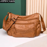 Vintage Brown Leather Crossbody Purse