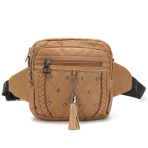 Small Women Bag Pu Leather Waist Bag Tassel Shoulder Crossbody Bag