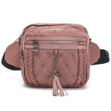 Small Women Bag Pu Leather Waist Bag Tassel Shoulder Crossbody Bag