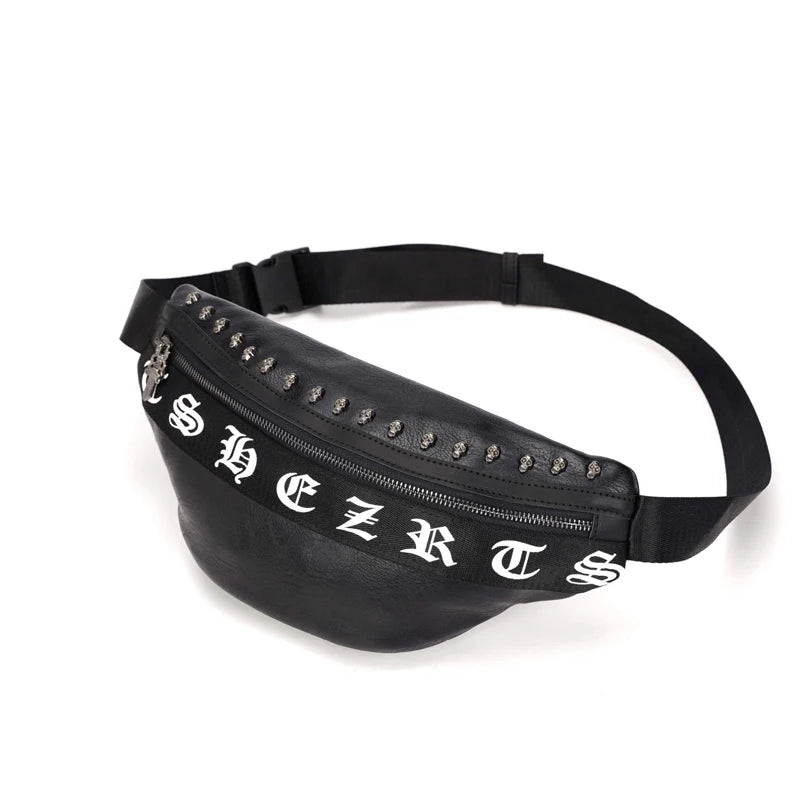 Unisex Punk Style Waist Bag Faux Leather Shoulder Chest Bum Bag