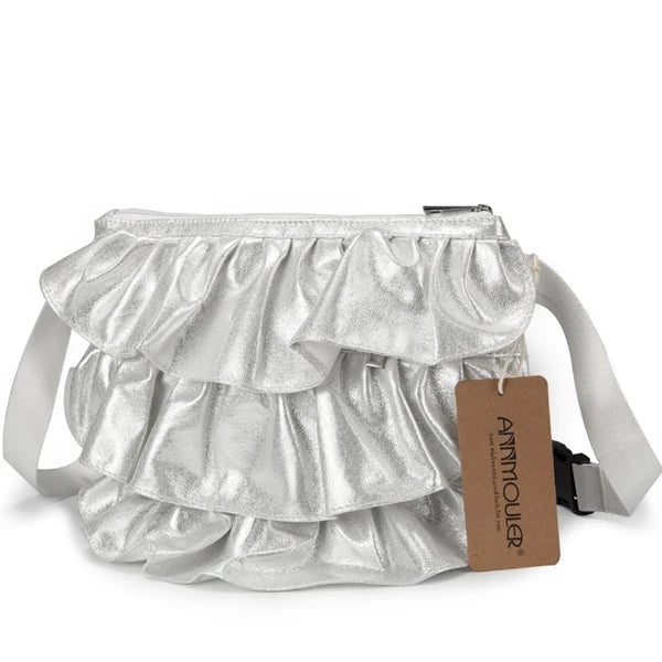 Pu Leather Waist Bag Ruffle Fanny Pack Adjustable Phone Belt Bag