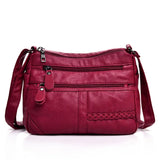 Annmouler Women Bag Pu Soft Leather Multi-layer Crossbody Small Bag Red Handbag