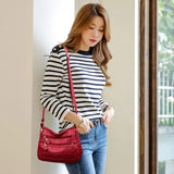 Annmouler Women Bag Pu Soft Leather Multi-layer Crossbody Small Bag Red Handbag