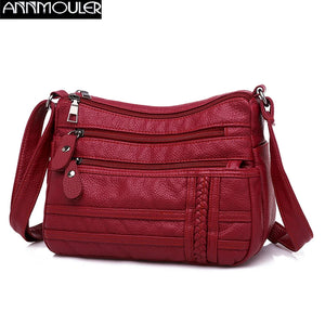 Women Shoulder Bag Red Handbag Purses Multi-layer Crossbody Small Bag