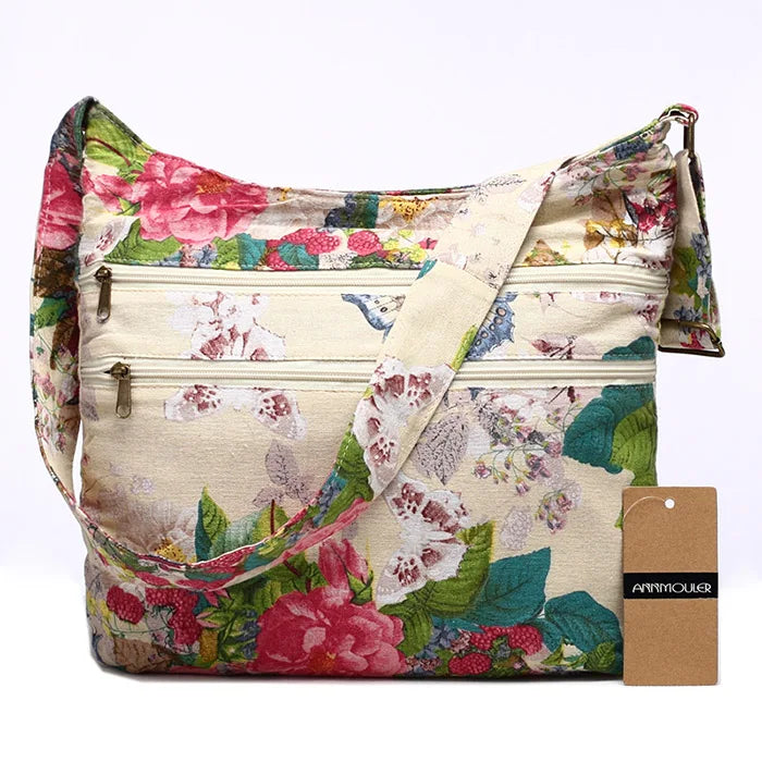 Bohemian Style Double Zipper Shoulder Bag