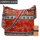 Bohemian Style Double Zipper Shoulder Bag