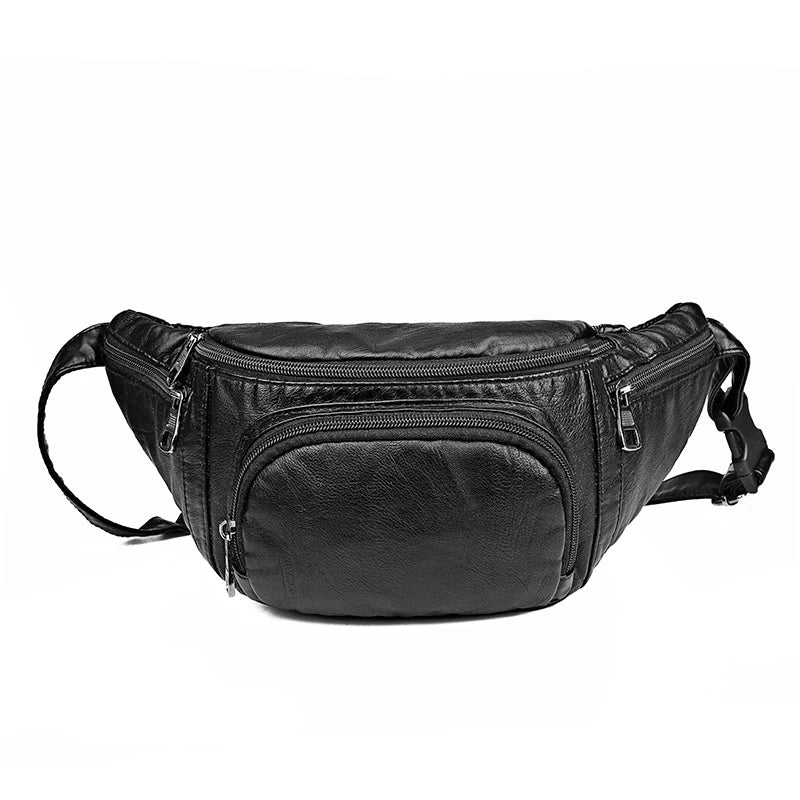 Annmouler Large Capacity Waist Bag Women Fanny Pack Pu Leather Chest Bag
