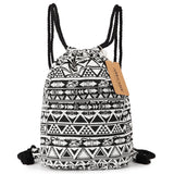 Bohemian Style Canvas Rucksack Vintage Drawstring Backpack