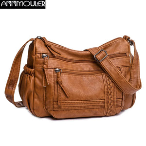 Vintage Messenger Bag Soft Pu Leather Crossbody Bag Brown Leather Handbag
