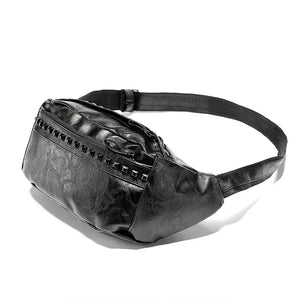 Unisex Waist Bag Fanny Pack Brown Rivet Chest Bag