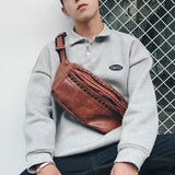 Unisex Waist Bag Fanny Pack Brown Rivet Chest Bag