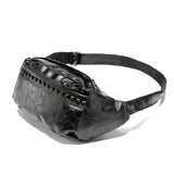 Unisex Waist Bag Fanny Pack Brown Rivet Chest Bag