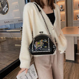 Embroidery Elephant Crossbody Bag Crystal Shell Handbag