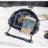 Embroidery Elephant Crossbody Bag Crystal Shell Handbag