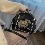 Embroidery Elephant Crossbody Bag Crystal Shell Handbag