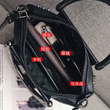 Punk Style Women Handbag PU Leather Tote Bag with Tassel Chain
