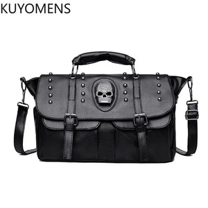 Annmouler Punk Style Women Handbags Skull Tote Bag Large Capacity Shoulder Bag