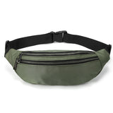Women Green Nylon Waist Pack Fanny Pack Small Double Zipper Phone Purse Bag