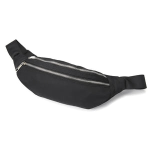 Women Green Nylon Waist Pack Fanny Pack Small Double Zipper Phone Purse Bag