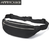 Women Green Nylon Waist Pack Fanny Pack Small Double Zipper Phone Purse Bag