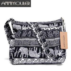 Elephant Printed Crossbody Bag with Large Capacity and 2 Pockets