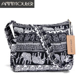 Elephant Printed Crossbody Bag with Large Capacity and 2 Pockets