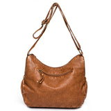 Vintage Pu Leather Crossbody Bag Large Capacity Shoulder Bag