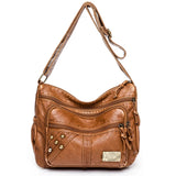 Vintage Pu Leather Crossbody Bag Large Capacity Shoulder Bag