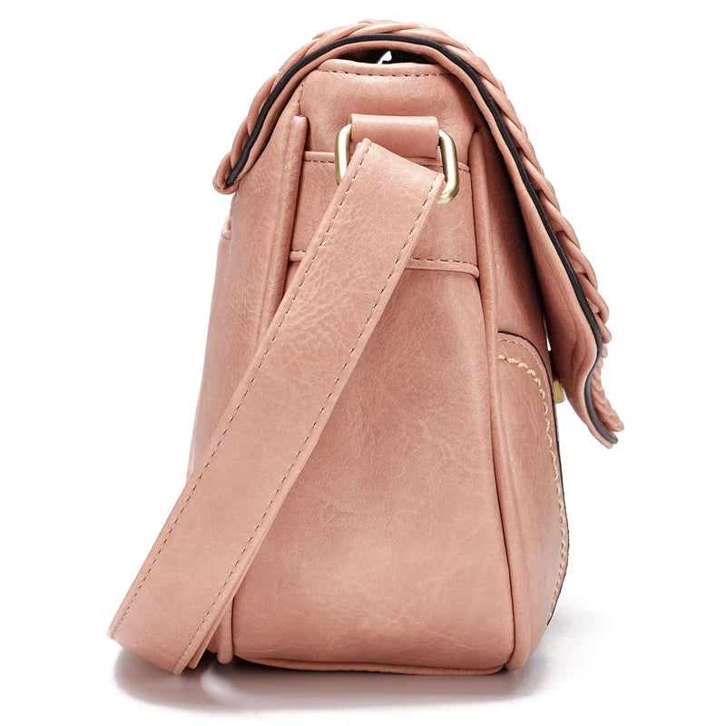 Vintage PU Leather Crossbody Shoulder Bag Hollow Out Satchel Totes