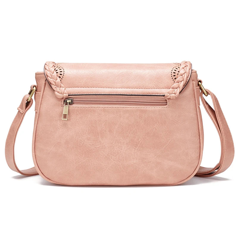 Vintage PU Leather Crossbody Shoulder Bag Hollow Out Satchel Totes