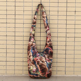 Vintage Elephant Print Hobo Bag Cotton Fabric Women Shoulder Bag