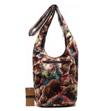 Vintage Elephant Print Hobo Bag Cotton Fabric Women Shoulder Bag