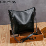 Annmouler Vintage Shoulder Bag Rivet Bucket Bag Brown Crossbody Bag