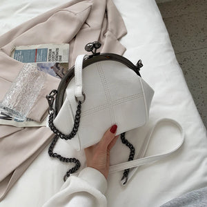 Vintage Crossbody Bag Purse Kiss Lock Tote Handbag with Chain